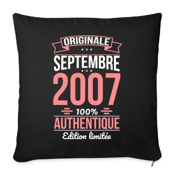 18th Birthday - Original - August 2007 - Sofa pillowcase 17,3'' x 17,3'' (45 x 45 cm) - black - Front