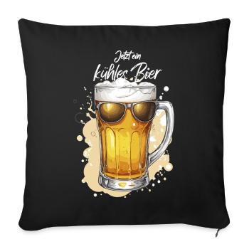 Bier mit Sonnenbrille kühles Bierchen Bierparty - Sofakissenbezug 45 x 45 cm - Schwarz - Vorne