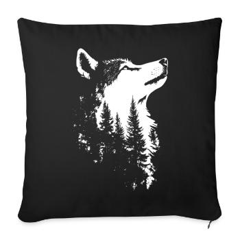 Nordic Wolf Forest Silhouette - Sofa pillowcase 17,3'' x 17,3'' (45 x 45 cm) - black - Front