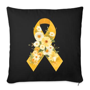 Endometriosis Yellow Ribbon with Flowers Design - Sofa pillowcase 17,3'' x 17,3'' (45 x 45 cm) - black - Front