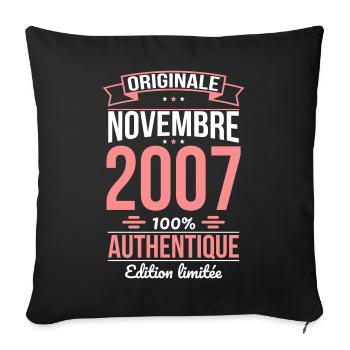 18th Birthday - Original - November 2007 - Sofa pillowcase 17,3'' x 17,3'' (45 x 45 cm) - black - Front