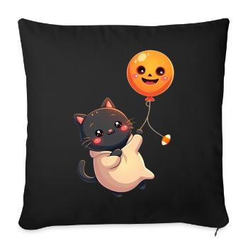 Halloween Cat with Halloween Pumpkin - Sofa pillowcase 17,3'' x 17,3'' (45 x 45 cm) - black - Front