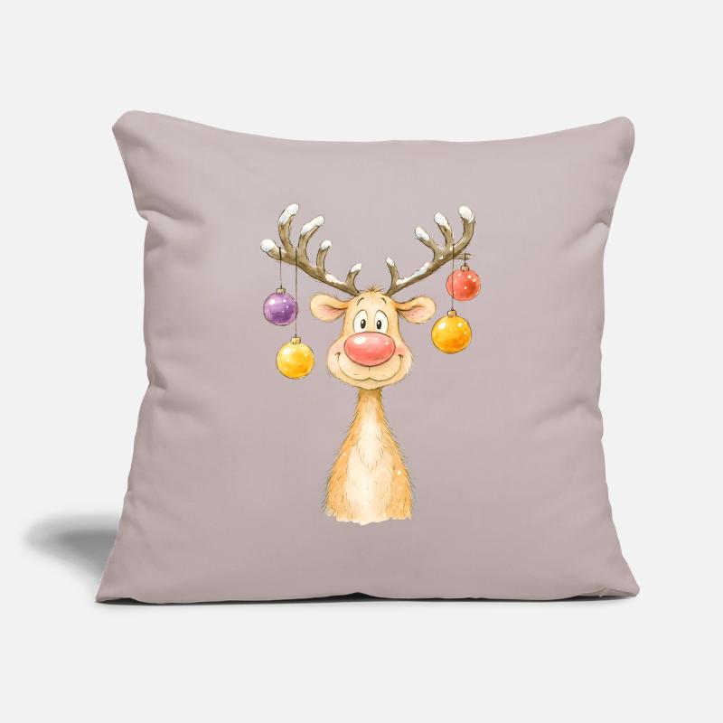 Conception d’aquarelle de renne de Noël mignon Housse de coussin décorative 45 x 45 cm