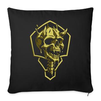 Crâne géométrique doré - Housse de coussin décorative 45 x 45 cm - noir - Devant