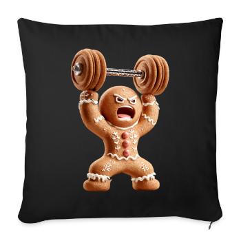 Gingerbread Man Bodybuilding Fitness Christmas - Sofa pillowcase 17,3'' x 17,3'' (45 x 45 cm) - black - Front