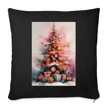 Pastel Watercolor Christmas Tree - Sofa pillowcase 17,3'' x 17,3'' (45 x 45 cm) - black - Front