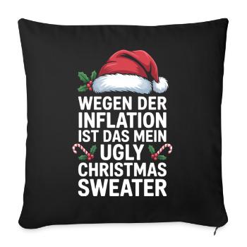L’inflation rencontre le moche pull de Noël - Housse de coussin décorative 45 x 45 cm - noir - Devant