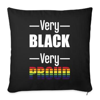 Art cadeau Very Black Very Proud Rainbow Pride - Housse de coussin décorative 45 x 45 cm - noir - Devant
