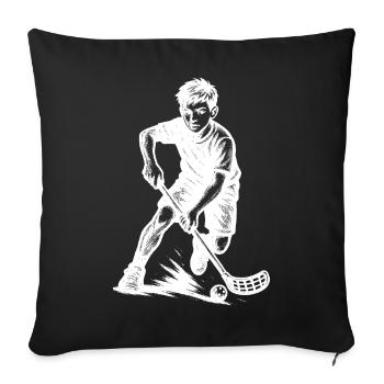 Motif floorball avec valeur de reconnaissance - Housse de coussin décorative 45 x 45 cm - noir - Devant
