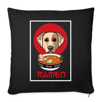 Golden Retriever Ramen Japanese Noodle Dog LoverEn - Sofa pillowcase 17,3'' x 17,3'' (45 x 45 cm) - black - Front