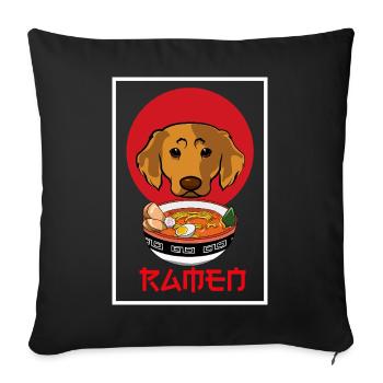 Golden Retriever Ramen Cute Dog Japanese Noodle - Sofa pillowcase 17,3'' x 17,3'' (45 x 45 cm) - black - Front