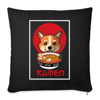Kawaii Corgi Ramen Japanese Food Art Dog Gift - Sofa pillowcase 17,3'' x 17,3'' (45 x 45 cm) - black - Front