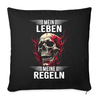 Mein Leben - Meine Regeln - Sofakissenbezug 45 x 45 cm - Schwarz - Vorne