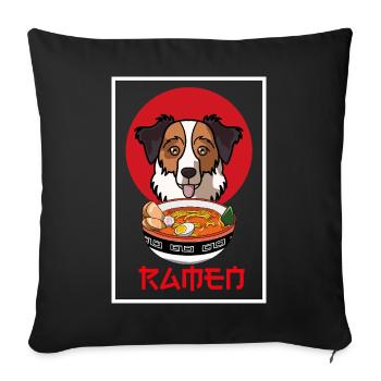 Australian Shepherd Dog Ramen Noodle Bowl Art - Sofa pillowcase 17,3'' x 17,3'' (45 x 45 cm) - black - Front