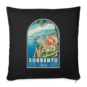 Sorrente, Italie, Paradis Méditerranéen, Art de voyage - Housse de coussin décorative 45 x 45 cm - noir - Devant