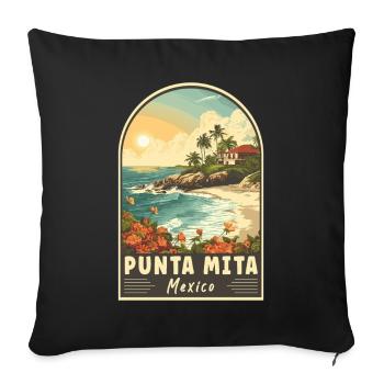 Punta Mita Mexico Tropical Paradise Travel Art - Sofa pillowcase 17,3'' x 17,3'' (45 x 45 cm) - black - Front
