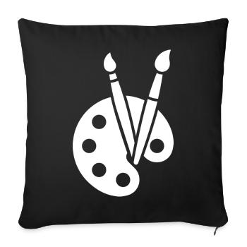 Painting, Color Palette, Brush, Art Icon - Sofa pillowcase 17,3'' x 17,3'' (45 x 45 cm) - black - Front