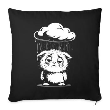 Chat Triste - Chaton Rétro Comic - Housse de coussin décorative 45 x 45 cm - noir - Devant