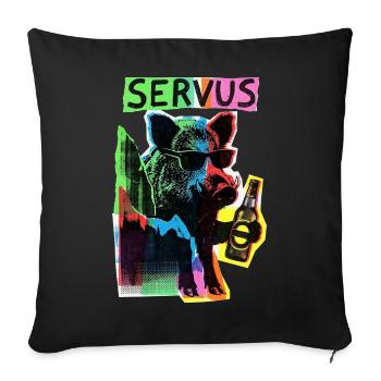 Sanglier alpin frais - Housse de coussin décorative 45 x 45 cm - noir - Devant