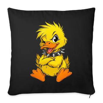 Canard mignon et audacieux - Housse de coussin décorative 45 x 45 cm - noir - Devant