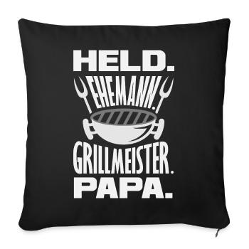 Held Ehemann Papa Lustiger Vater Grillen Bbq - Sofakissenbezug 45 x 45 cm - Schwarz - Vorne