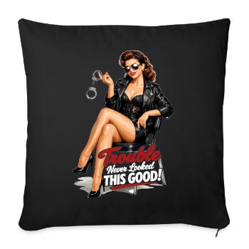 Pin-Up Rockabella: Trouble Never Looked This Good - Sofa pillowcase 17,3'' x 17,3'' (45 x 45 cm) - black - Front