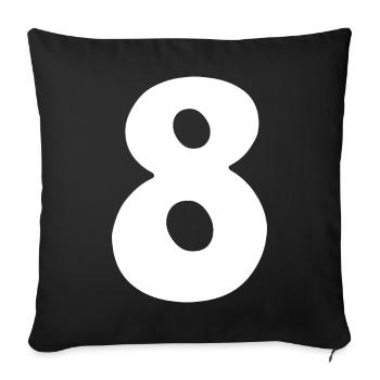 Huit : Chiffre minimaliste 8 | Huitième - Housse de coussin décorative 45 x 45 cm - noir - Devant