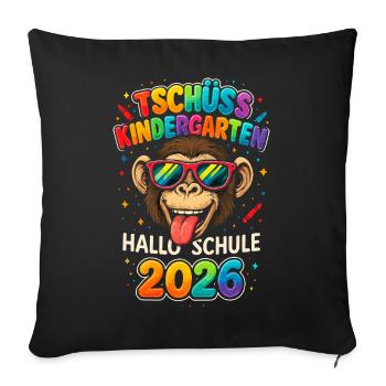 Tschüss Kindergarten Hallo Schule 2026 Schulkind - Sofakissenbezug 45 x 45 cm - Schwarz - Vorne