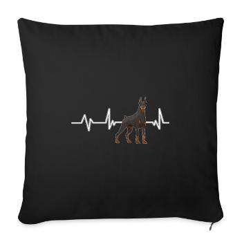 Dobermann Doberman Heartbeat - Sofa pillowcase 17,3'' x 17,3'' (45 x 45 cm) - black - Front