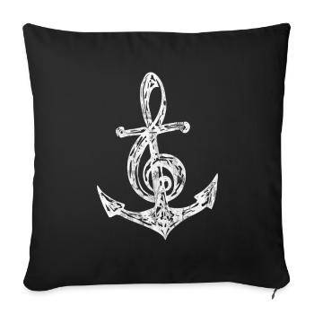 Ancre clé de musique musique mer voile choeur - Housse de coussin décorative 45 x 45 cm - noir - Devant
