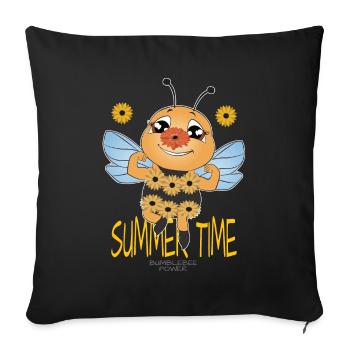 Spring, Summer, Bumblebee, Flowers, Beekeeper Gift - Sofa pillowcase 17,3'' x 17,3'' (45 x 45 cm) - black - Front