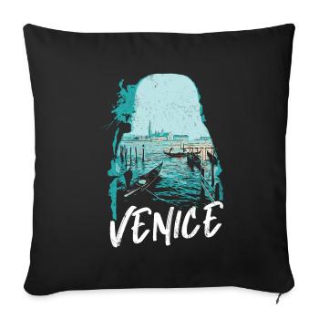 Venice and its Gondolas: Elegant Illustration - Sofa pillowcase 17,3'' x 17,3'' (45 x 45 cm) - black - Front