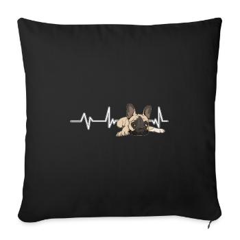 French Bulldog Frenchie Heartbeat - Sofa pillowcase 17,3'' x 17,3'' (45 x 45 cm) - black - Front