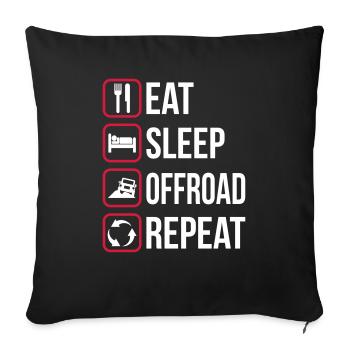 Mangez Sleep Offroad Répétez - Housse de coussin décorative 45 x 45 cm - noir - Devant