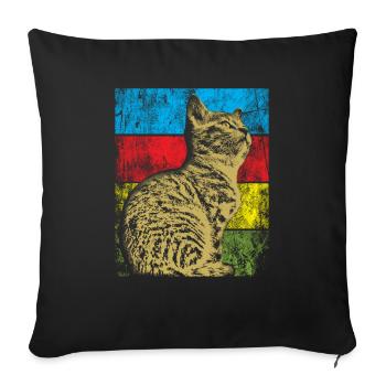 Cat Vintage Retro Cats Gift - Sofa pillowcase 17,3'' x 17,3'' (45 x 45 cm) - black - Front