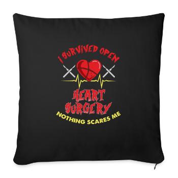 Open Heart Surgery Survivor Gift Idea - Sofa pillowcase 17,3'' x 17,3'' (45 x 45 cm) - black - Front