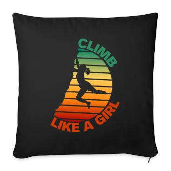 Vintage Climb Like A Girl - Girl Rock Climbing - Sofa pillowcase 17,3'' x 17,3'' (45 x 45 cm) - black - Front