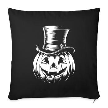 Halloweenkürbis mit Zylinder Strichzeichnung - Sofakissenbezug 45 x 45 cm - Schwarz - Vorne