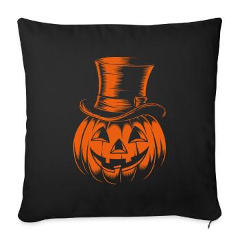 Halloweenkürbis mit Zylinder Strichzeichnung - Sofakissenbezug 45 x 45 cm - Schwarz - Vorne