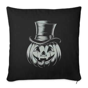 Halloweenkürbis mit Zylinder Strichzeichnung - Sofakissenbezug 45 x 45 cm - Schwarz - Vorne
