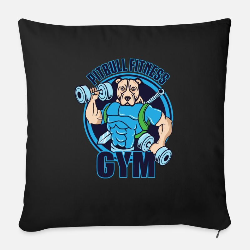Pitbull Fitness Gym - Sofakissenbezug 45 x 45 cm - Schwarz