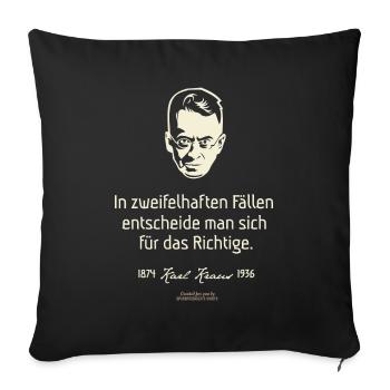 Karl Kraus Zitat zu Zweifelsfällen - Sofakissenbezug 45 x 45 cm - Schwarz - Vorne
