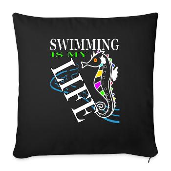 Nageurs - Housse de coussin décorative 45 x 45 cm - noir - Devant