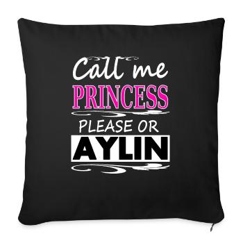 My name is Aylin I'm Aylin gift girl - Sofa pillowcase 17,3'' x 17,3'' (45 x 45 cm) - black - Front