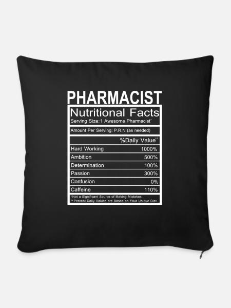 Pharmacist Nutritional Facts Gift - Sofakissenbezug 45 x 45 cm - Schwarz