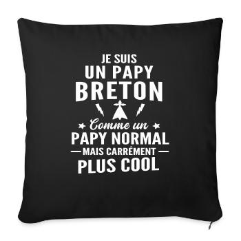 je suis un papy breton - Housse de coussin décorative 45 x 45 cm - noir - Devant