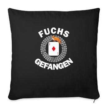 Doppelkopf Schafkopf Kartenspiel Stammtisch Fuchs - Sofakissenbezug 45 x 45 cm - Schwarz - Vorne