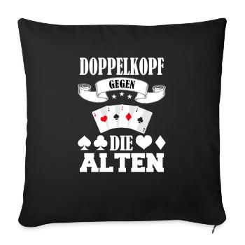 Doppelkopf Schafkopf Kartenspiel Stammtisch Alten - Sofakissenbezug 45 x 45 cm - Schwarz - Vorne