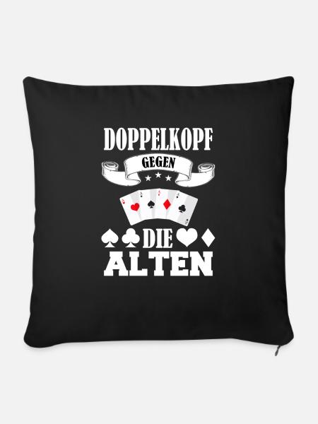 Doppelkopf Schafkopf Kartenspiel Stammtisch Alten - Sofakissenbezug 45 x 45 cm - Schwarz