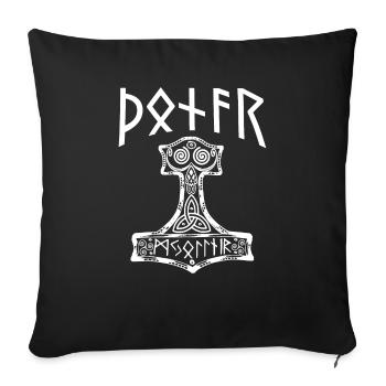 donar thor runen hammer - Housse de coussin décorative 45 x 45 cm - noir - Devant